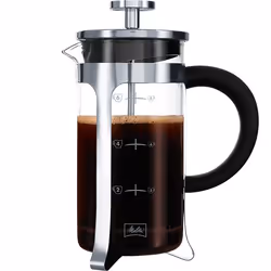 Melitta French Press Premium, Сaffettiera a stantuffo, Nero, Acciaio inox, Trasparente, 8 tazze, Vetro, Acciaio inox