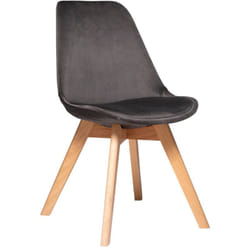 Atmosphera - Sedia baya velluto grigio gambe in faggio créateur d'intérieur