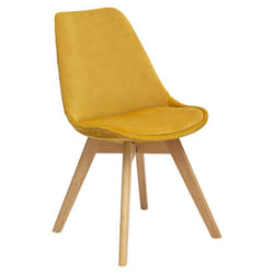 Atmosphera - Sedia baya in velluto giallo senape con gambe in faggio créateur d'intérieur