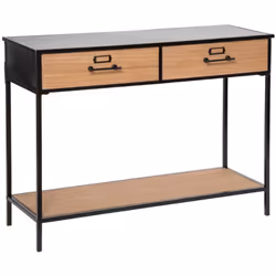Consolle a 2 cassetti "baris" in legno nero l112cm - Atmosphera createur d'interieur. Colore : Noir. Materiale principale : F ...