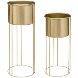 Atmosphera - Set di 2 vasi artif in metallo dorato créateur d'intérieur
