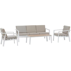 Set di mobili da giardino pavane bianco a 5 posti in alluminio epossidico - Hespéride
