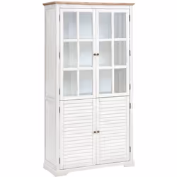 Vetrina a 4 ante "oblia" 95x190cm bianco - Atmosphera createur d'interieur. Colore : Blanc. Materiale principale : Acacia. Lu ...