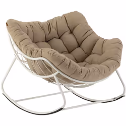 Sedia a dondolo a forma di uovo "paopao", beige e bianca, in acciaio trattato con polveri epossidiche - Hespéride. Colore : U ...