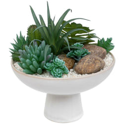 Atmosphera - Composizione piante grasse artificiali h20cm bianco créateur d'intérieur