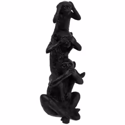 Statua di 3 scimmie h24,5cm nero - Atmosphera createur d'interieur. Colore : Noir. Materiale principale : Polyrésine. Lunghez ...