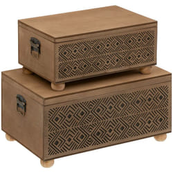 Atmosphera - Set di 2 bauli exotic panama l41 51cm caramello créateur d'intérieur