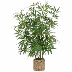 Bambù artificiale in vaso naturale h100cm verde - Atmosphera createur d'interieur. Colore : Vert. Materiale principale : Pail ...