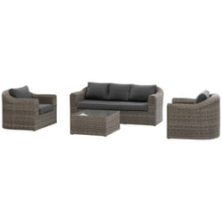 Set di mobili da giardino mooréa terre d ombre in alluminio trattato con polveri epossidiche e resina intrecciata, 5 posti - Hespéride