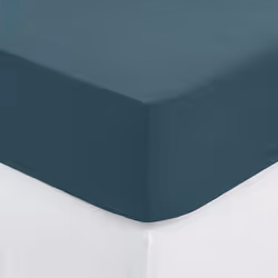 Lenzuolo a pieghe "carina" in cotone 140x190cm blu tempesta - Atmosphera createur d'interieur. Colore : Bleu. Materiale princ ...