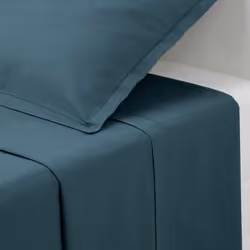 Lenzuolo piatto "carina" in cotone 240x290cm blu tempesta - Atmosphera createur d'interieur. Colore : Bleu. Materiale princip ...