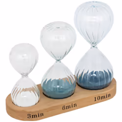 Set di 3 clessidre con supporto in legno h10 12 14cm - Atmosphera createur d'interieur. Colore : Multicolore. Materiale princ ...