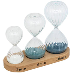 Set di 3 clessidre con supporto in legno h10 12 14cm - Atmosphera créateur d'intérieur