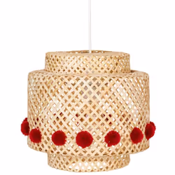 Lampada a sospensione per bambini liby bambù rosso nappe d28cm - Atmosphera createur d'interieur. Colore : Beige. Materiale p ...