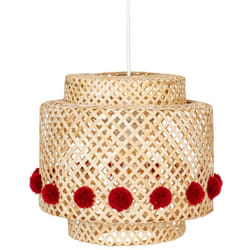 Atmosphera - Lampada a sospensione per bambini liby bambù rosso nappe d28cm créateur d'intérieur