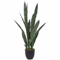 Pianta artificiale sansevieria toby pot nero h90cm - Atmosphera createur d'interieur. Colore : Vert. Materiale principale : P ...