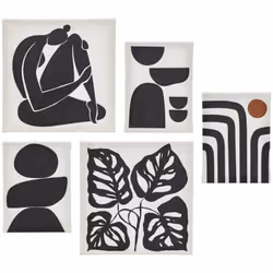 Set di 5 tele stampate in bianco e nero cynthia 15x20 25x25cm - Atmosphera createur d'interieur. Colore : Noir. Materiale pri ...