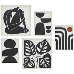 Atmosphera - Set di 5 tele stampate in bianco e nero cynthia 15x20 25x25cm créateur d'intérieur