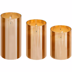 Set di 3 candele led in vetro ambrato sena d75cm - Atmosphera createur d'interieur. Colore : Ambre. Materiale principale : Ve ...