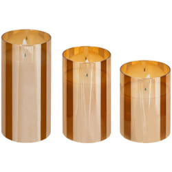 Atmosphera - Set di 3 candele led in vetro ambrato sena d75cm créateur d'intérieur