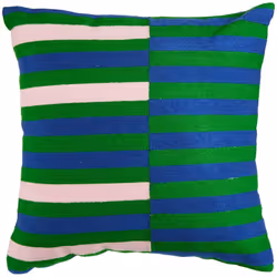 Cuscino ricamato "disso" verde 40x40cm - Atmosphera createur d'interieur. Colore : Vert. Materiale principale : Polyester. Lu ...