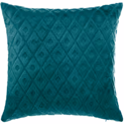 Cuscino a rombi in flanella blu anatra 40x40cm - Atmosphera createur d'interieur. Colore : Bleu canard. Materiale principale  ...