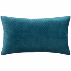 Cuscino in velluto blu anatra "dolce" 38x58cm - Atmosphera createur d'interieur. Colore : Bleu canard. Materiale principale : ...