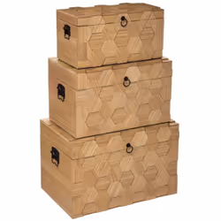 Set di 3 bauli "arty" l47 53 60cm - Atmosphera createur d'interieur. Colore : Beige moyen. Materiale principale : Fer. Lunghe ...