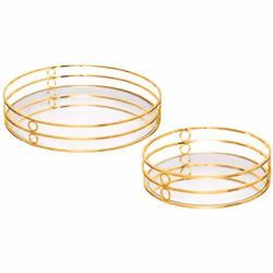 Set di 2 vassoi "feel" in metallo dorato - Atmosphera createur d'interieur. Colore : Doré. Materiale principale : Fer. Lunghe ...
