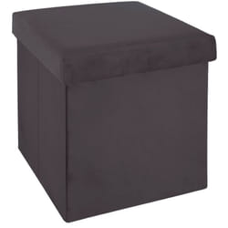Atmosphera - Pouf pieghevole Tess in velluto grigio créateur d'intérieur