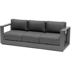 Divano da giardino allure a 3 posti in alluminio trattato con polveri epossidiche, colore grigio grafite e zebrano - Hespéride