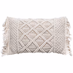 Cuscino "macramé" avorio 30x50cm - Atmosphera createur d'interieur. Colore : Ivoire. Materiale principale : Coton. Lunghezza  ...