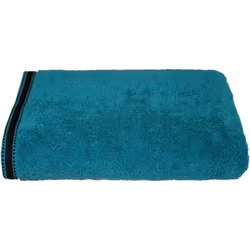 Lenzuolo da bagno "joia" in cotone blu anatra 100x150cm - Atmosphera createur d'interieur. Colore : Bleu canard. Materiale pr ...