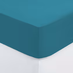 Lenzuolo a pieghe "carina" in cotone blu anatra 90x190cm - Atmosphera createur d'interieur. Colore : Bleu canard. Materiale p ...