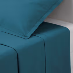 Lenzuolo piatto "carina" in cotone 180x290cm blu anatra - Atmosphera createur d'interieur. Colore : Bleu canard. Materiale pr ...