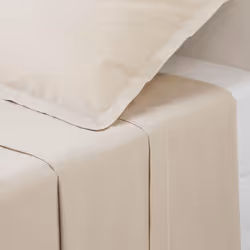 Lenzuolo piatto "carina" in cotone beige 240x290cm - Atmosphera createur d'interieur. Colore : Beige lin. Materiale principal ...
