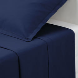 Atmosphera - Lenzuolo piatto carina in cotone blu inchiostro 240x290cm créateur d'intérieur