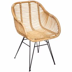 Poltrona in metallo e rattan "koeta - Atmosphera createur d'interieur. Colore : Naturel. Materiale principale : Fer. Lunghezz ...