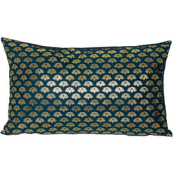 Atmosphera - Cuscino in velluto blu anatra tropique 30x50 cm créateur d'intérieur