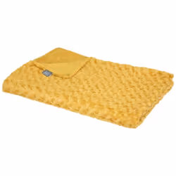 Plaid "bouclette" in finta pelliccia giallo senape 120x160cm - Atmosphera createur d'interieur. Colore : Ocre. Materiale prin ...