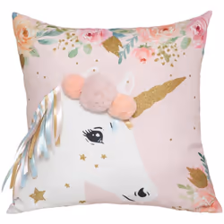 Cuscino unicorno per bambini 40x40cm - Atmosphera createur d'interieur. Colore : Licorne. Materiale principale : Polyester. L ...
