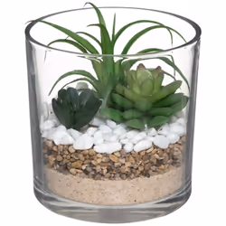 Composizione di piante arificiali in vetro h16cm - Atmosphera createur d'interieur. Colore : Transparent. Materiale principal ...
