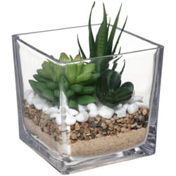 Atmosphera - Composizione di piante arificiali in vetro h12cm créateur d'intérieur