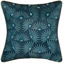 Fodera per cuscino "feel" blu anatra 40x40cm - Atmosphera createur d'interieur. Colore : Bleu canard. Materiale principale :  ...