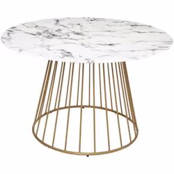 Tavolo da pranzo "rayo" effetto marmo oro bianco d120cm - Atmosphera createur d'interieur. Colore : Blanc. Materiale principa ...