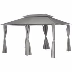 Gazebo rettangolare in ardesia "thira" 4x3m in acciaio trattato con polveri epossidiche - Hespéride. Colore : Gris. Materiale ...
