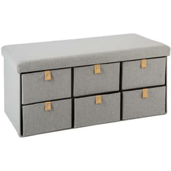 Pouf pieghevole doppio grigio Suède 6 cassetti - Atmosphera créateur d'intérieur