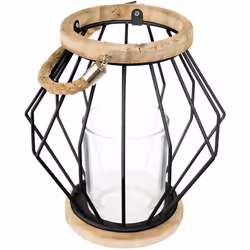 Lanterna in filo nero h20cm - Atmosphera createur d'interieur. Colore : Noir. Materiale principale : Fer. Lunghezza : 18.00 c ...
