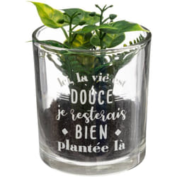 Atmosphera - Pianta artificiale Message in vetro H8cm - Fresco créateur d'intérieur