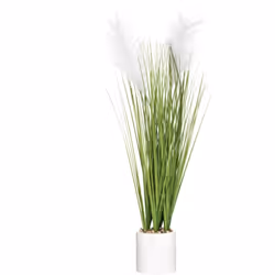 Pianta artificiale "plumeau" vaso in cemento h70cm - Atmosphera createur d'interieur. Colore : Blanc. Materiale principale :  ...
